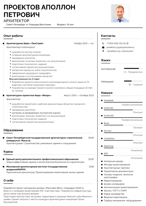 Cv образец на русском