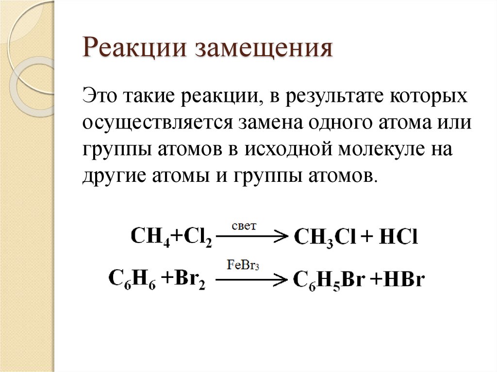 План конспект урока реакции замещения