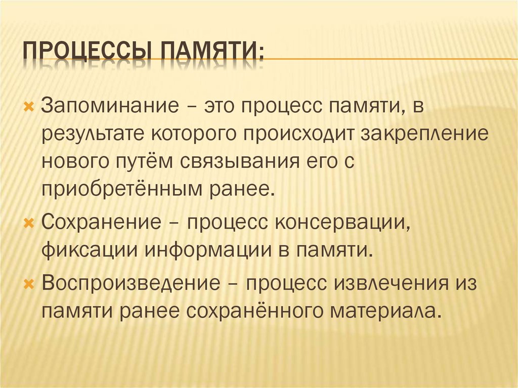 Схема процессы памяти