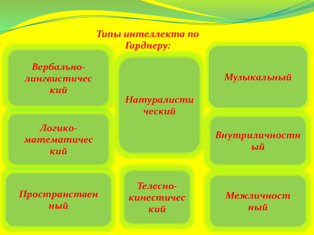 9 разновидностей. Типы интеллекта по Гарднеру. Интеллект по Гарднеру. Типы по Гарднеру.