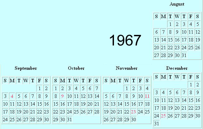 Какой день недели 20. Календарь 1967 года. Календарь апрель 1967 года. Календарь декабрь 1967. Календарь июнь 1967 года.