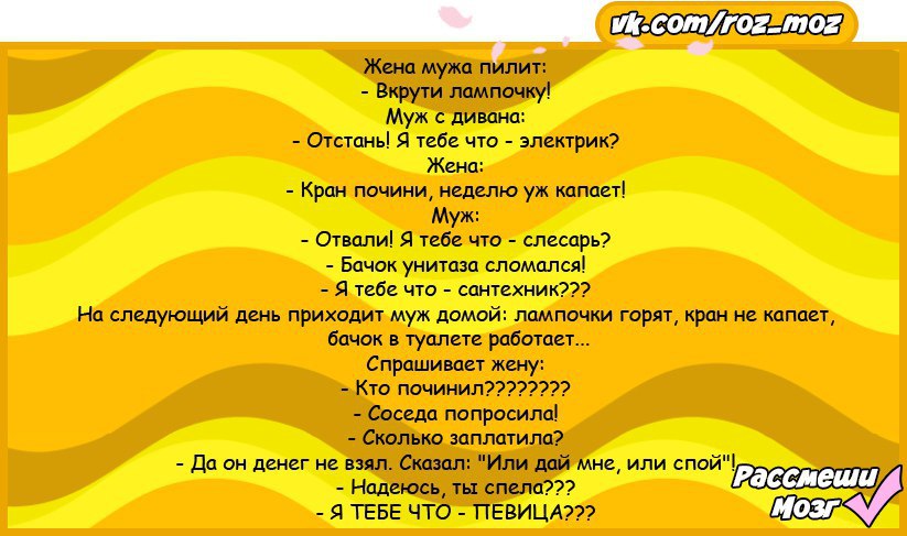 Жена попросила. Анекдот жена пилит мужа. Жена пилит мужа прикол. Анекдот муж жену пилил пилил. Анекдот жена мужу вкрути лампочку.