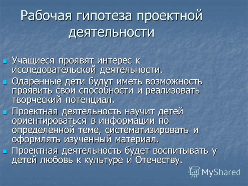 Что должна содержать гипотеза в проекте