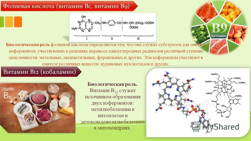 Вит в12 и фолиевая кислота. Витамин b9 фолиевая кислота.