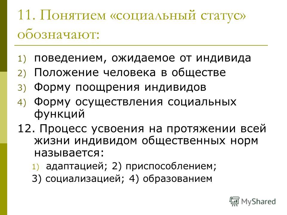 Установленные в обществе правила образцы ожидаемого поведения людей