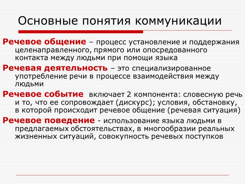 Диалог в процессе коммуникации. Понятие речевой коммуникации. Основные понятия коммуникации. Основные виды речевого общения. Речевая коммуникация и речевая деятельность.