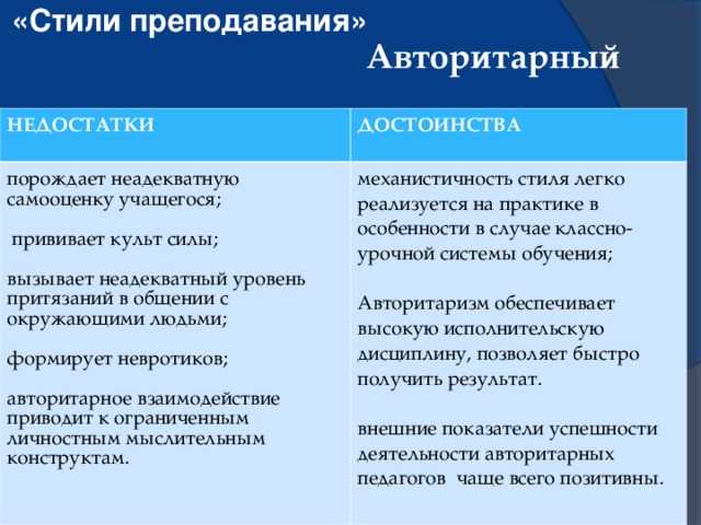 Недостатком авторитарного стиля руководства является то что