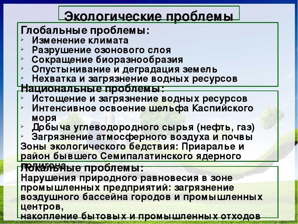 Экологические проблемы казахстана и пути их решения презентация