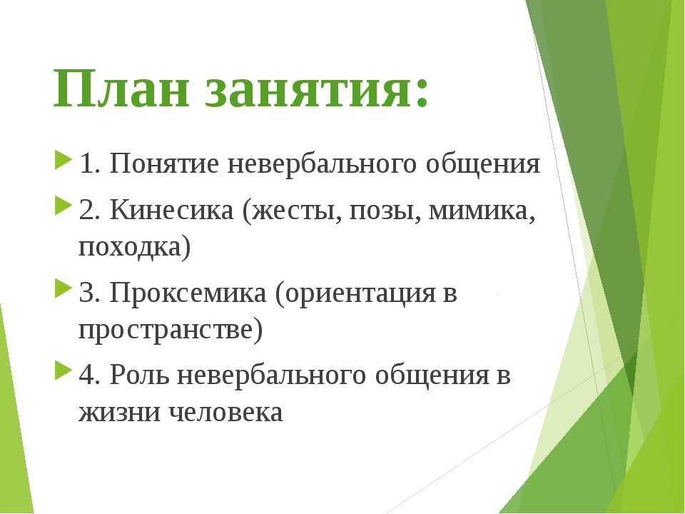 Конспект общение. Задачи невербальной коммуникации. Цели невербального общения. Роль невербальных средств общения. Понятие и функции невербальной коммуникации..