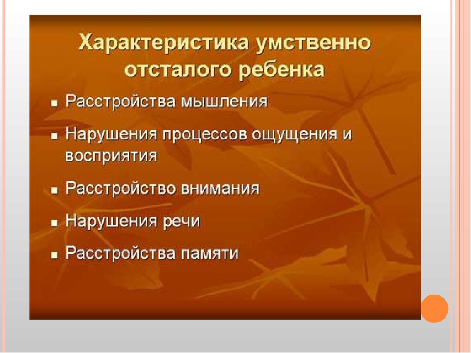 Образец психолого педагогической характеристики детей с умственной отсталостью